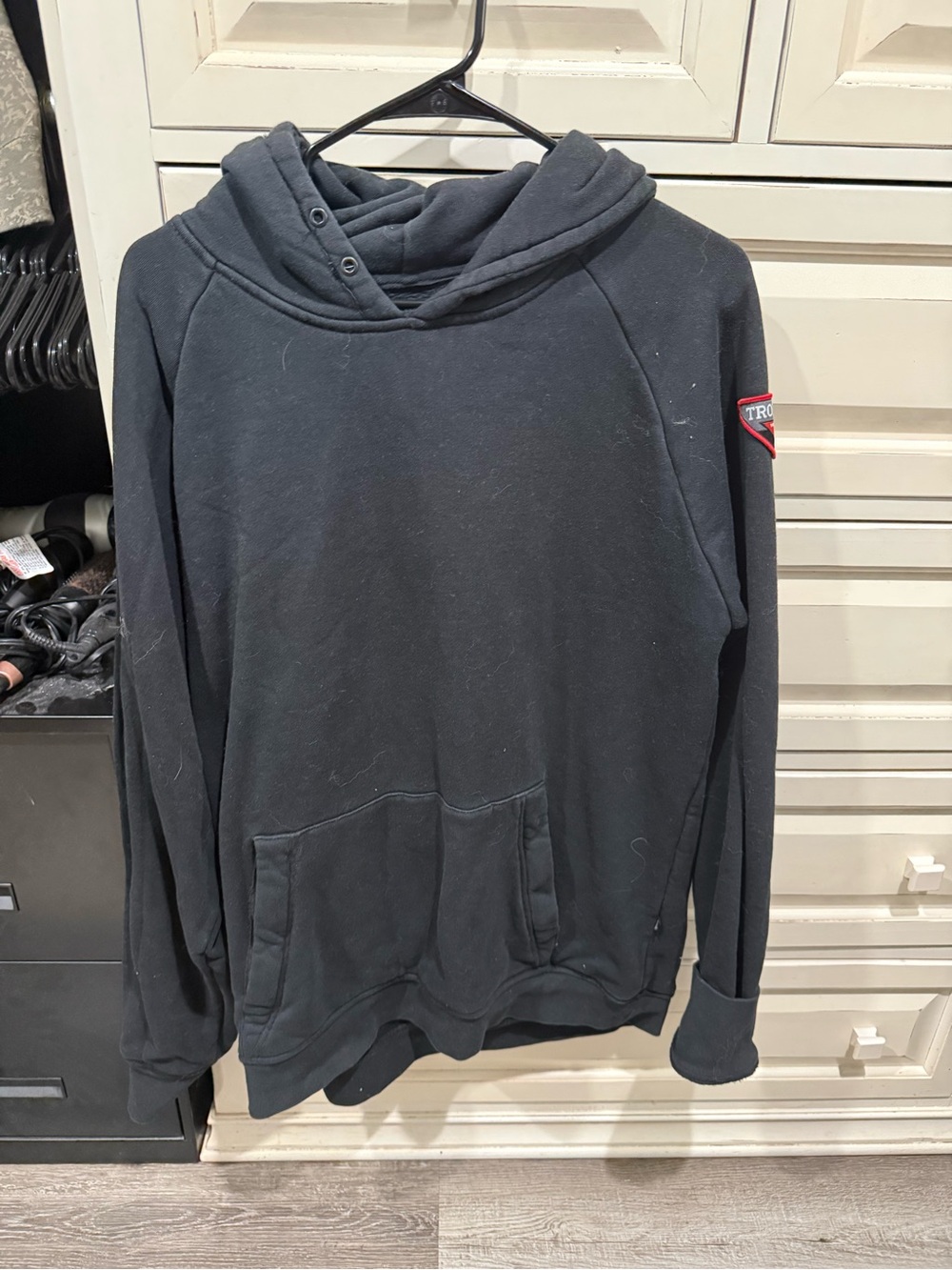 Black Hooded Pullover Sweatshirt - Men's FR Casual Hoodie